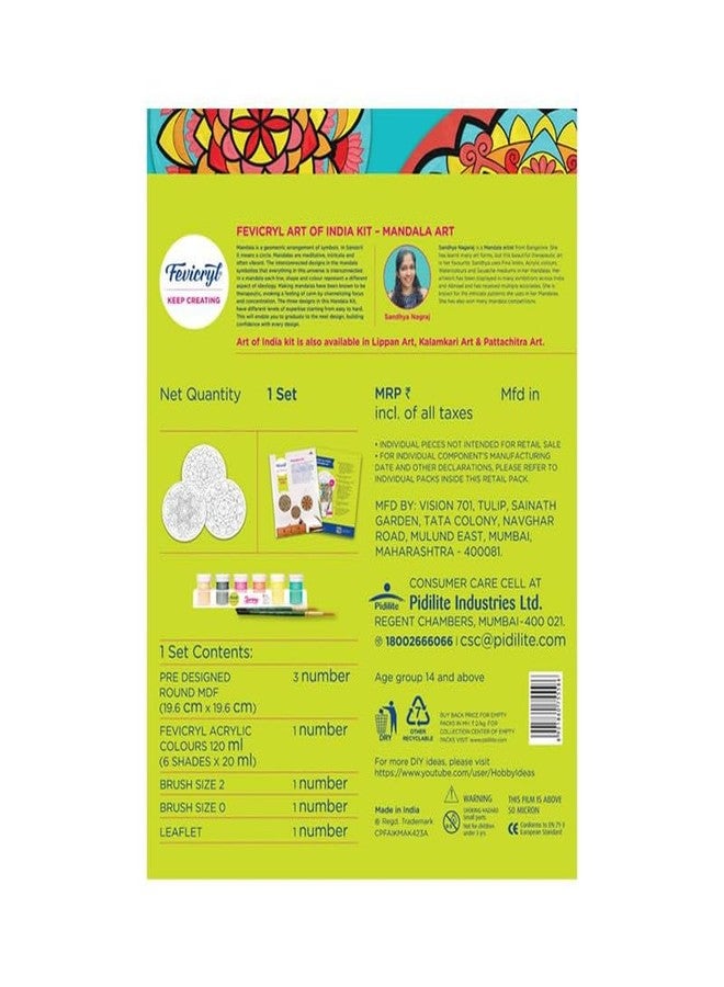 Fevicryl Mandala & Lippan Art of India Kit | Includes Pre-Printed Circular Wooden MDF Board, Acrylic Paints, Brushes | DIY, Art & Craft Kit | Ideal for Artists, Gifting - Image 5